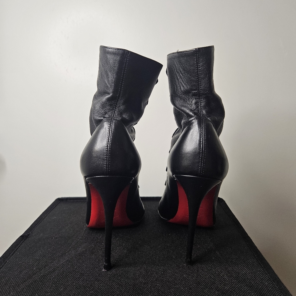 Christian Louboutin Size 37.5 EU 7.5B US Black Nappa French Tutu 100MM Booties - Picture 5 of 10